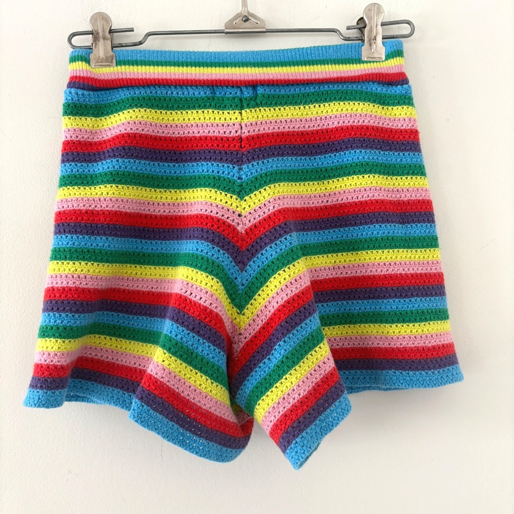 Boden Crochet Rainbow Striped‎ Shorts Knit Colorful Girls Size 8-9Y Casual